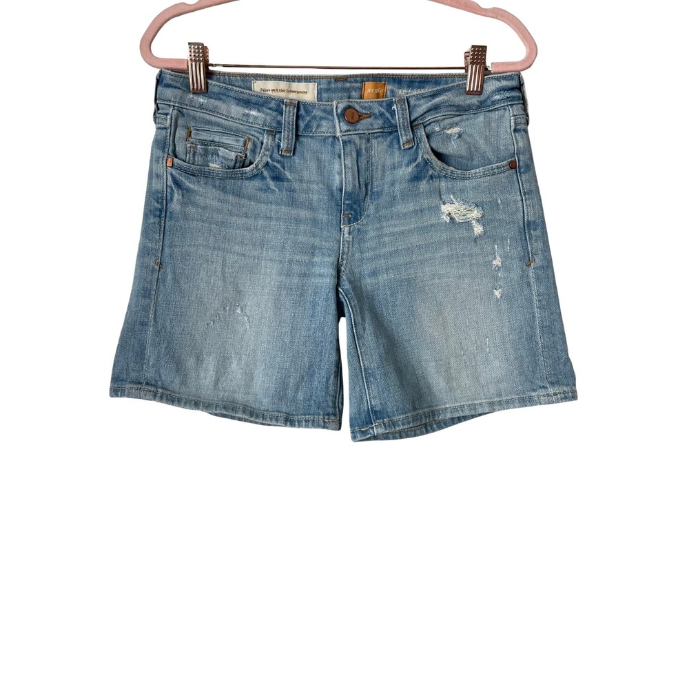 Anthropologie Pilcro Shorts Womens 26 Blue‎ Stet Distressed Denim Cotton Casual
